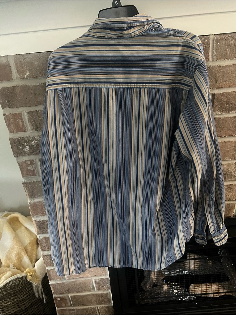 St. John's Bay Blue and Cream Striped Button-Down Shirt - Picture 3 of 3